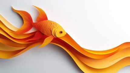 Sticker - elegant paper cutout fish swimming gracefully in vibrant colors