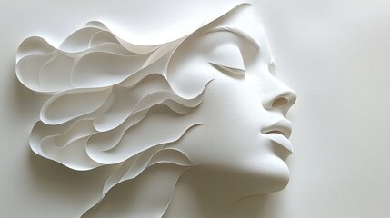 Sticker - abstract paper cutout of a face with flowing lines and soft curves