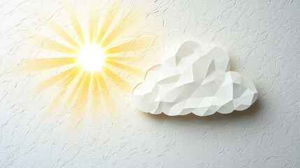 Wall Mural - minimalist paper cutout of cloud with delicate rays of sunlight