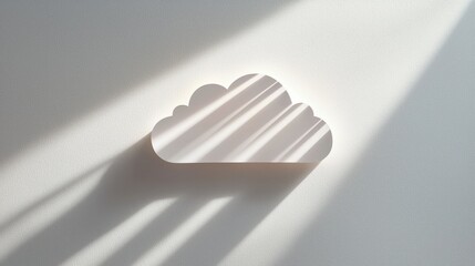 Wall Mural - minimalist paper cutout cloud with delicate rays of light and shadows