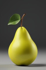 Wall Mural - a close up of a pear with a leaf on a gray surface