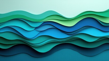 Wall Mural - abstract minimalist paper cutout of flowing waves in soft color palette
