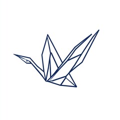 Geometric origami crane, abstract design, art for background use
