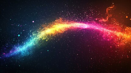 Wall Mural - colorful radiant arc floating in the air against a dark background