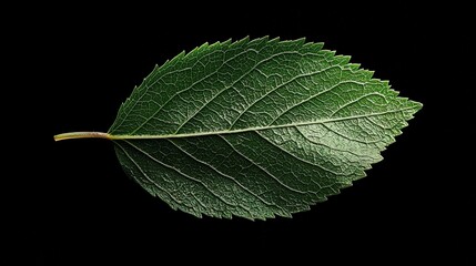 Wall Mural - green leaf floating in the air against a black background