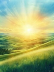 Wall Mural - Abstract sunny landscape background. Vector design