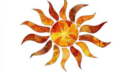 Wall Mural - radiant circular design of suns in warm tones with unique style elements