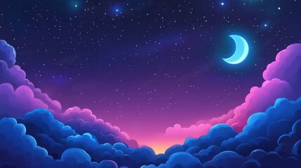 Wall Mural - backgrounds night sky with stars and moon and clouds.