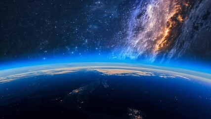Wall Mural - blue sunrise space way galaxy earth view milky earth space globe planet earth horizon global black o