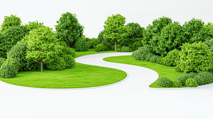 Poster - Lush green landscape with winding path and trees