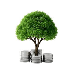 Canvas Print - Money Tree Growth Investment and Financial Success, 3d Doller coins hold tree