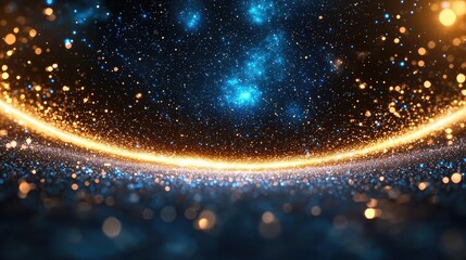 golden ring cosmic dust nebula background, website design