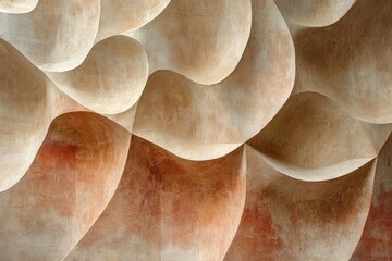 Aufkleber - Abstract beige and brown sculpted curves, creating a dynamic and textured surface.