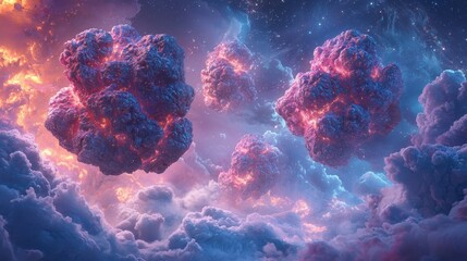 Wall Mural - abstract gravity defying structures in surreal cosmic atmosphere