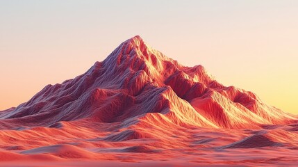 Wall Mural - alien geometric mountains in rendered terrain at sunset light