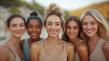 Group of diverse women smiling outdoors