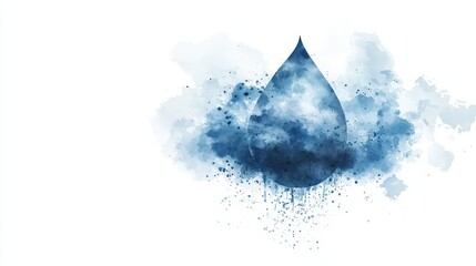 Wall Mural - teardrop shaped design with soft blue rain and clouds in abstract art