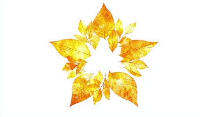 Wall Mural - golden star shaped design made of leaves in natural style