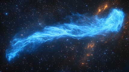A cosmic wormhole glowing with electric blue energy, distorting the stars around it, during a moment of interstellar discovery