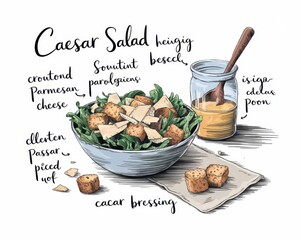 A Delicious Caesar Salad with Croutons and Parmesan Cheese