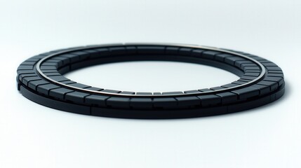 Sticker - abstract circular shape with black and white details on a minimalist background