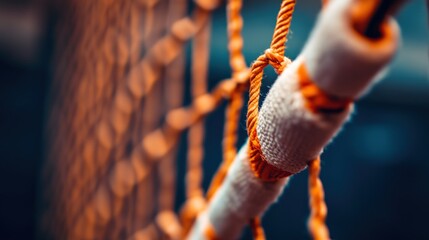 Close-up of Knotted Ropes and Netting