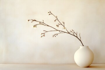 Wall Mural - Minimalist Floral Arrangement with Delicate Branches in Neutral Tones for Elegant Decor