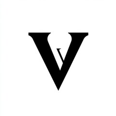 Aufkleber - Symbol showcasing a stylized letter V designed in bold black on a plain white background for artistic emphasis. Generative AI