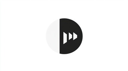 Leinwandbilder - Symbol representing play and forward action in a simplistic monochromatic design. Generative AI