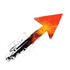 Aufkleber - Dynamic orange arrow symbolizing growth and upward movement in a modern design. Generative AI