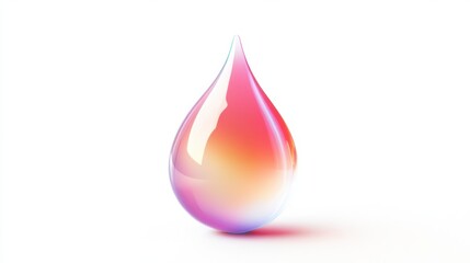 Fototapete - Colorful water droplet on a white background casts a mesmerizing reflection in soft natural light during morning hours. Generative AI