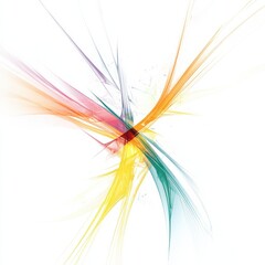 Poster - Colorful abstract lines intersecting on a white background creating dynamic shapes. Generative AI