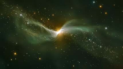 Wall Mural - stunning depiction of a dark green galaxy nebula, scattered with stars, providing a deep space cosmi