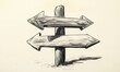 © Vergiliy - Directional wooden signpost with arrows pointing left and right, symbolizing choices and decisions