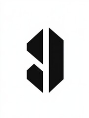 Aufkleber - Unique geometric black logo design featuring abstract shapes and lines on a white background. Generative AI