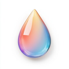 Aufkleber - Colorful droplet with gradient hues reflecting light on a plain background contrasts with simplicity and elegance. Generative AI