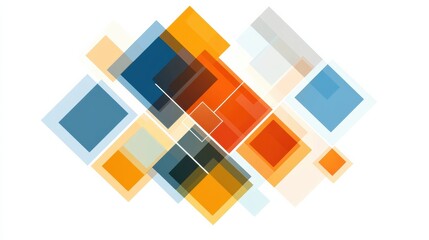 Aufkleber - Modern abstract geometric art composed of colorful overlapping shapes on a white background. Generative AI
