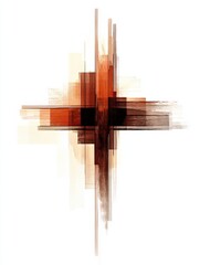Aufkleber - Abstract art piece featuring geometric patterns and warm colors for modern decor. Generative AI