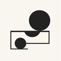 Poster - Abstract geometric composition featuring black shapes on a light background. Generative AI