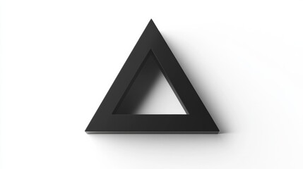 Fototapete - Unique black triangular shape with hollow center displayed against a white background creating a striking visual contrast. Generative AI