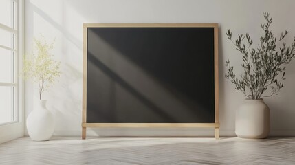 Wall Mural - Minimalist Interior Design: A Blank Blackboard Mockup