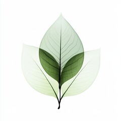 Aufkleber - Green layered leaves display intricate patterns and delicate textures on a light background for nature enthusiasts. Generative AI