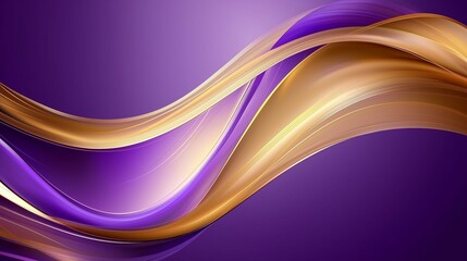 Wall Mural - a flowing abstract background with dynamic curves in rich shades purple and gold creating depth and 