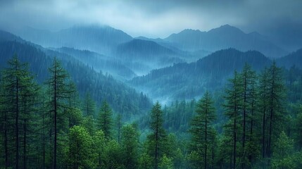  Misty Mountain Majesty: A Serene Rainscape in the Verdant Forest