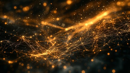 Wall Mural - an abstract web glowing lines and nodes visualizing complex technological connections and data flows