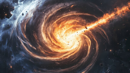 Wall Mural - a cosmic storm with swirling particles of gas and dust creating a tempestuous display of galactic tu