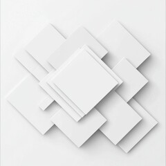 Fototapete - Abstract display of overlapping geometric shapes in white tones creating a modern and minimalist aesthetic in a contemporary setting. Generative AI