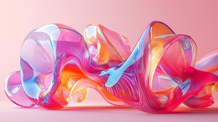 Colorful 3D glass object with abstract shapes, creating an interesting and dynamic background.