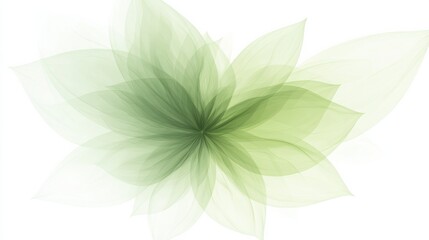 Fototapete - Abstract illustration of green leaves creating a soft, flowing pattern in a minimalist style. Generative AI
