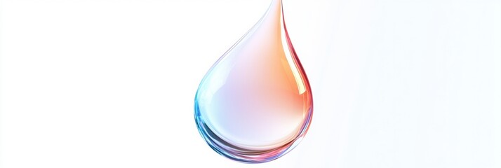 Leinwandbilder - Colorful drop of water suspended in white space showcasing unique reflection and refraction effects. Generative AI